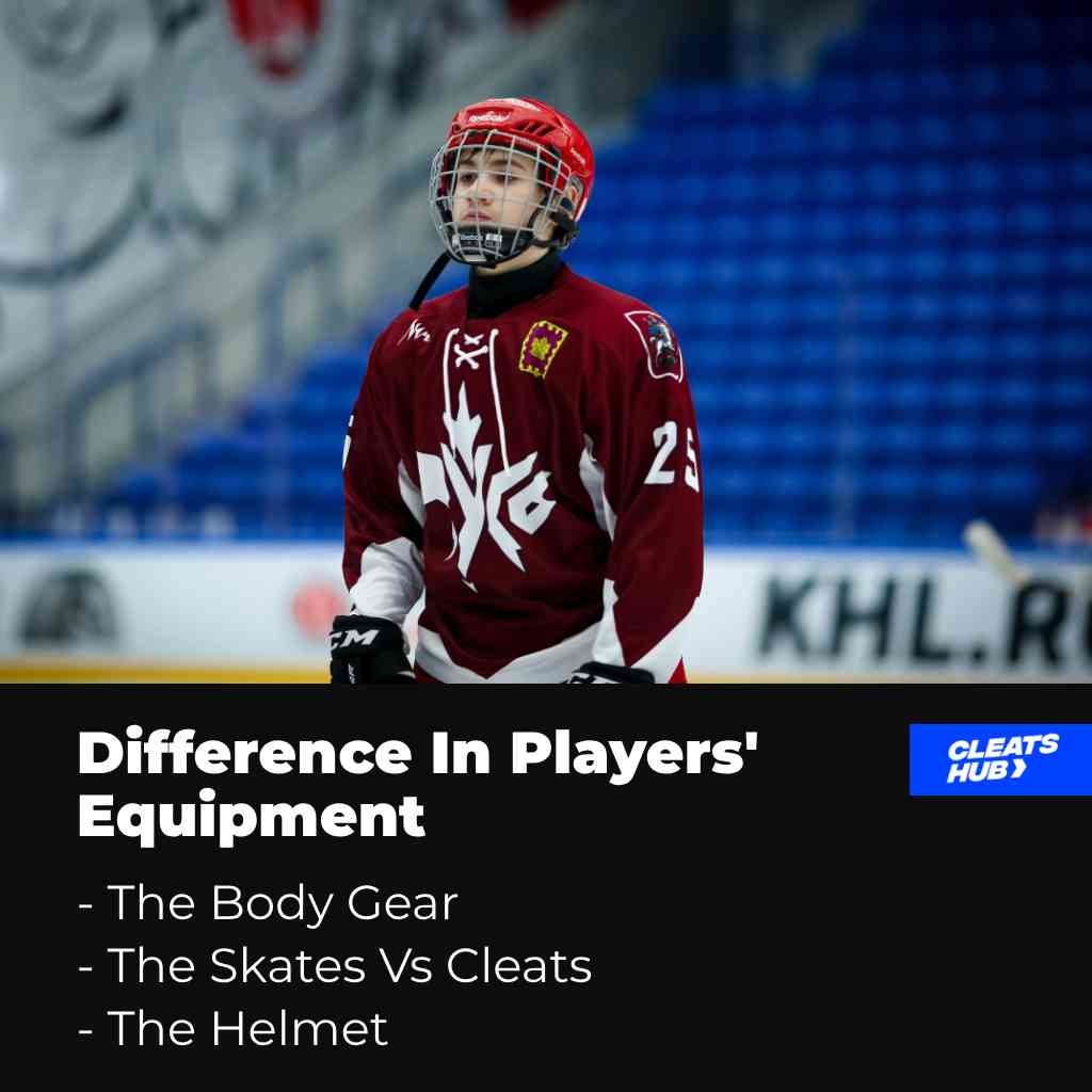 Difference in the equipment used by ice hockey and field hockey players